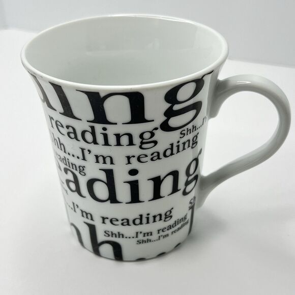 Barnes & Noble Mug Shh….I’m Reading White Black Lettering 14 oz Coffee Tea - Picture 1 of 7